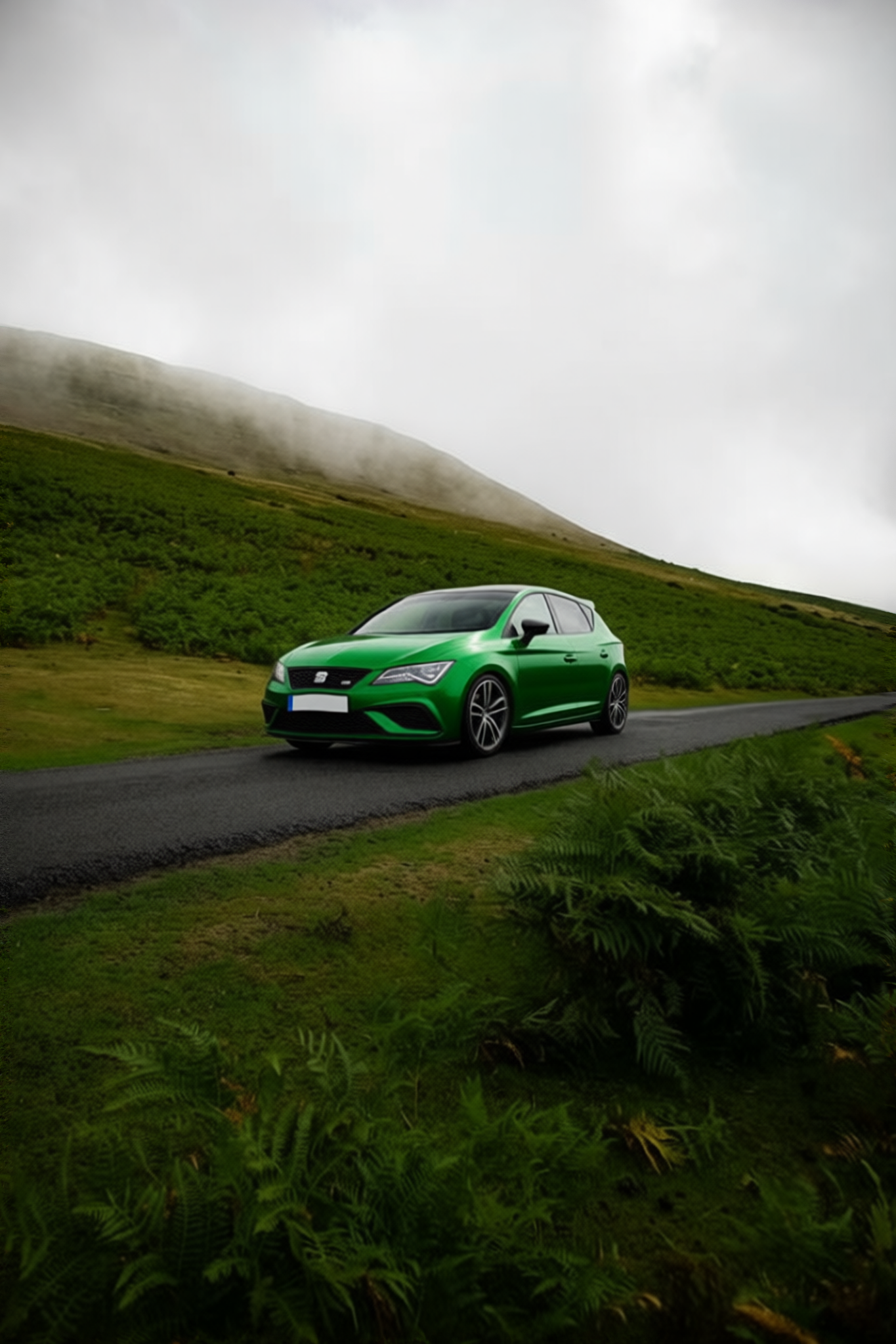 Seat Ibiza rendered in Racing Green gloss paint
