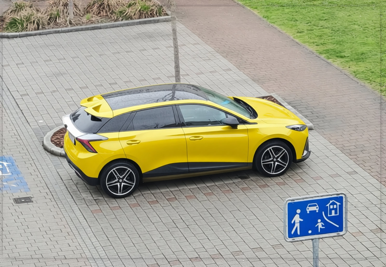 Car rendered in Racing Yellow gloss paint