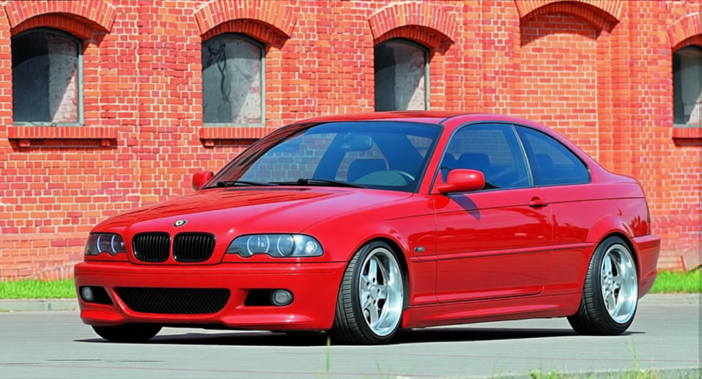Car rendered in Ferrari Red gloss paint